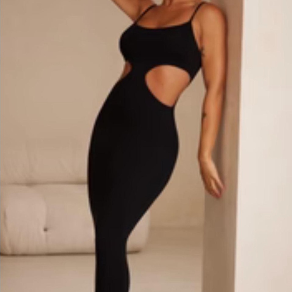 Oh Polly Black Cut-Out Maxi Dress
